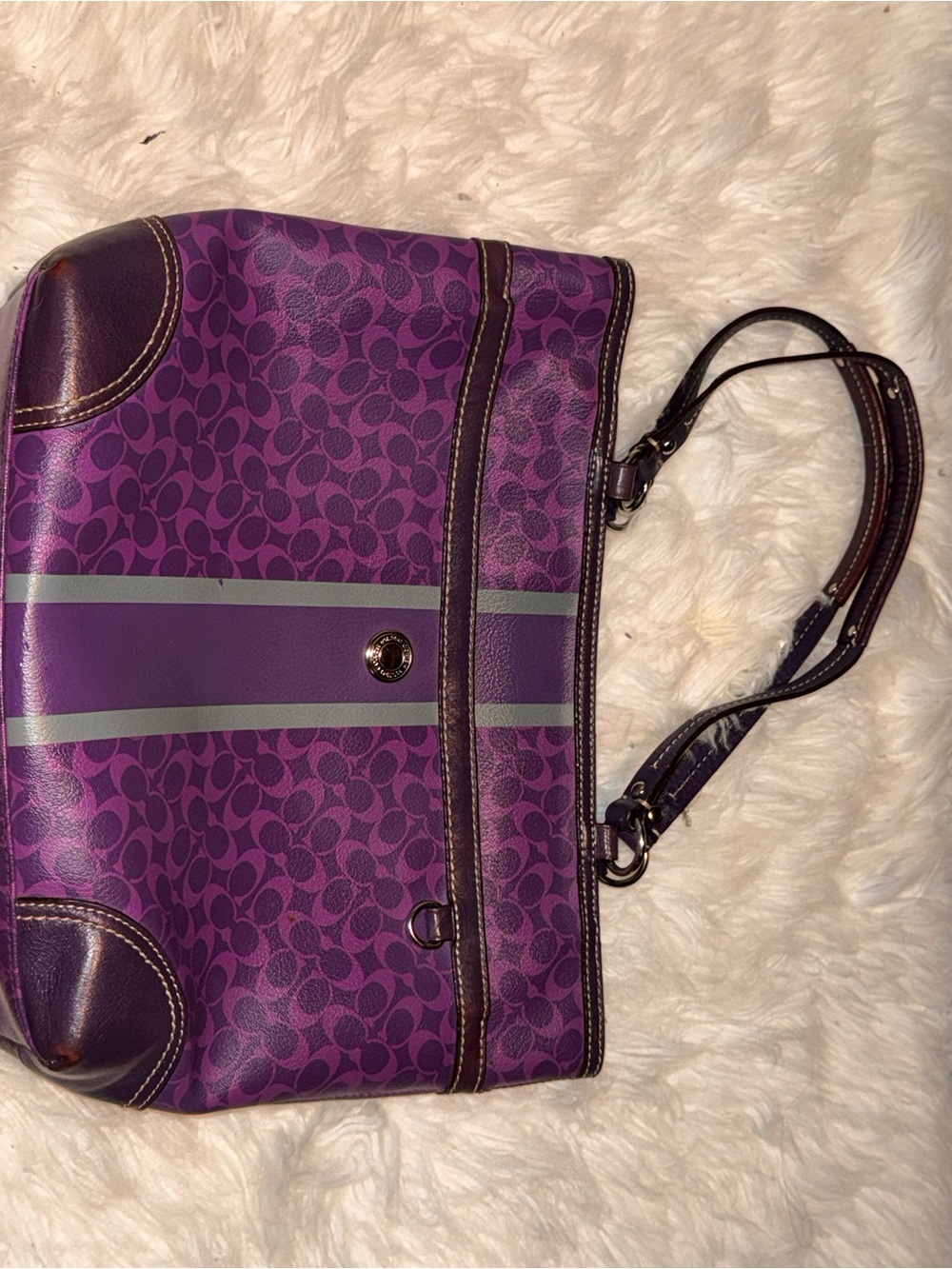 Coach Purple Chelsea Heritage Stripe Tote F15137